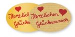 Schmucketikett "Herzlichen Glückwunsch" rot Oval 46x32mm